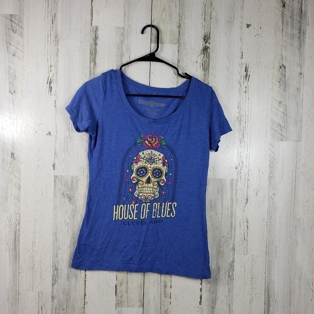 house of blues Cleveland sugar skull graph t-shirt women's size large